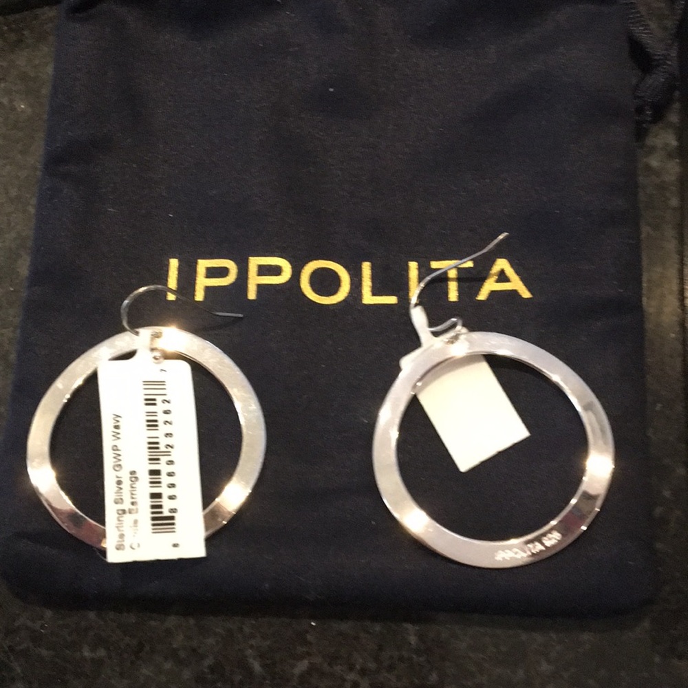 Ippolita SS round wavy circle drop dangle earrings